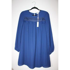 NWT Max Studio XS Extra Small Navy Blue 3/4 Sleeve Shift Dress MSRP $158